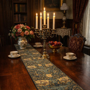 William Morris Antique Honeysuckle Floral Pattern Short Table Runner