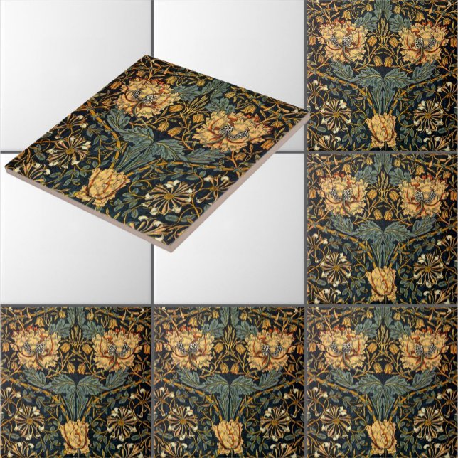 William Morris Antique Honeysuckle Floral Pattern Tile (Creator Uploaded)