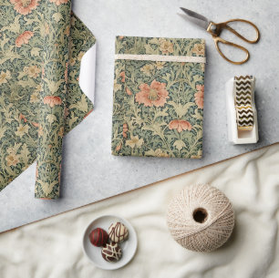 William Morris Antique Honeysuckle Floral Pattern Wrapping Paper