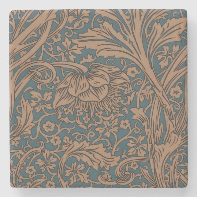 William Morris Arcadia Floral Pattern Classic Stone Coaster (Front)
