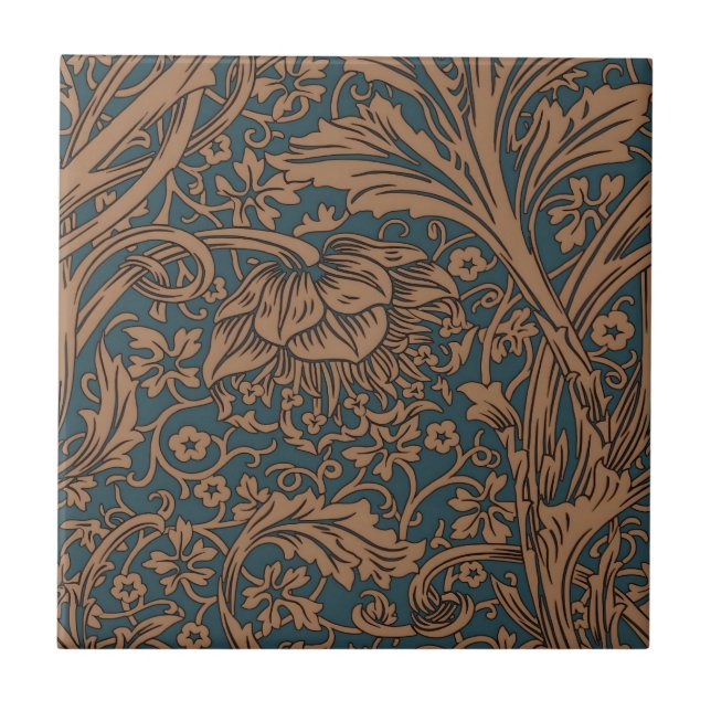 William Morris Arcadia Floral Pattern Classic Tile (Front)
