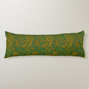 William Morris Arcadia Floral Pattern Green Golden Body Cushion