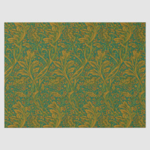 William Morris Arcadia Floral Pattern Green Golden Tissue Paper