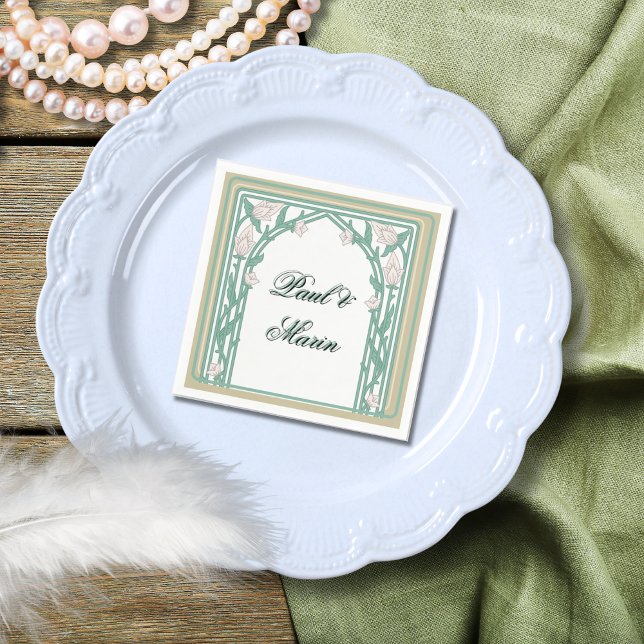 William Morris Art Deco Floral Green Vines Napkin (Creator Uploaded)