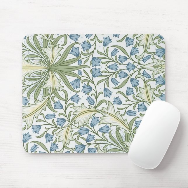 William Morris - Art Nouveau Blue Bellflowers Mouse Pad (With Mouse)