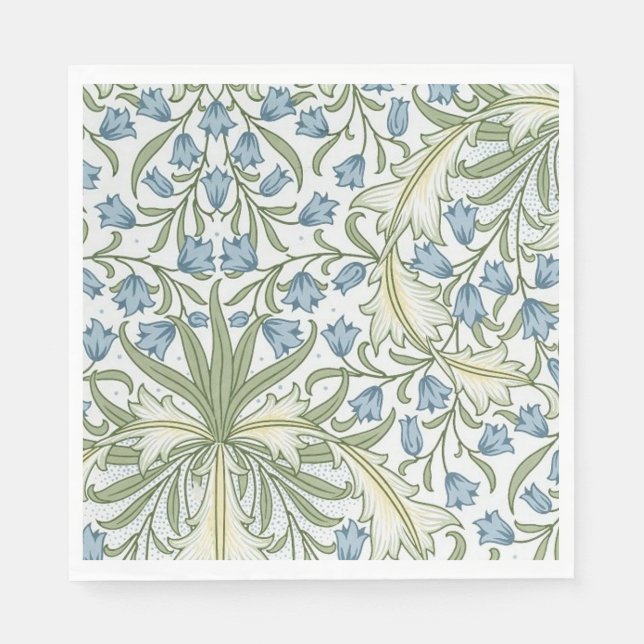 William Morris - Art Nouveau Blue Bellflowers Napkin (Front)