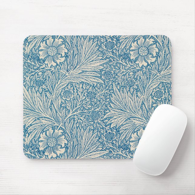 William Morris - Art Nouveau Blue Marigold Mouse Pad (With Mouse)