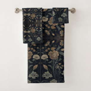 William Morris Art Nouveau Dark Aesthetic floral Bath Towel Set