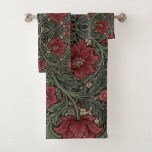 William Morris Art Nouveau Floral foliage Pattern Bath Towel Set