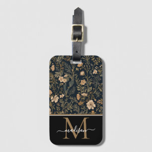William Morris Art Nouveau Monogram floral Luggage Tag