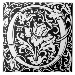 William Morris Art Nouveau Monogrammed Letter O Tile