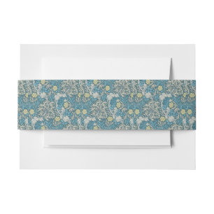 William Morris,art nouveau pattern, seaweed,blue,f Invitation Belly Band