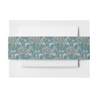 William Morris,art nouveau pattern, seaweed,blue,f Invitation Belly Band