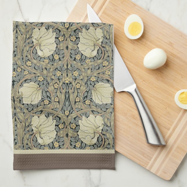 William Morris Art Nouveau Pimpernel Flowers Tea Towel (Quarter Fold)