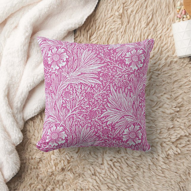 William Morris - Art Nouveau Pink Marigold Cushion (Blanket)