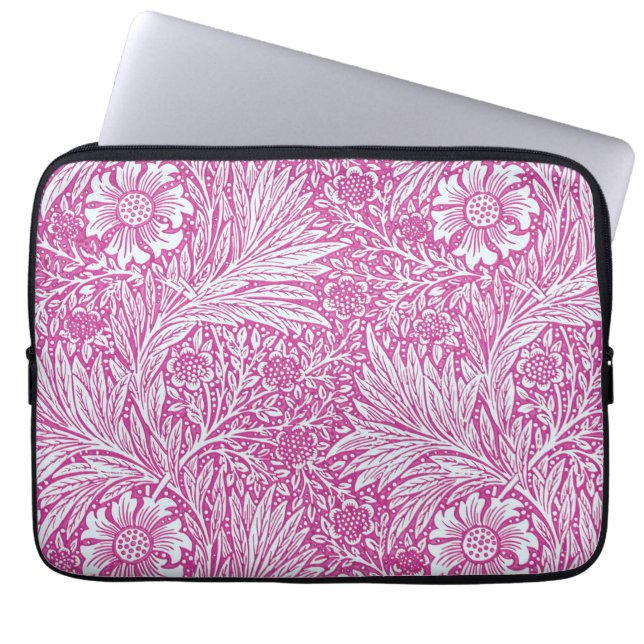 William Morris - Art Nouveau Pink Marigold Laptop Sleeve (Front)