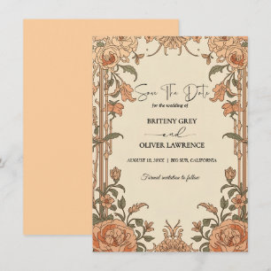 William Morris Art Nouveau vintage Floral Wedding Save The Date