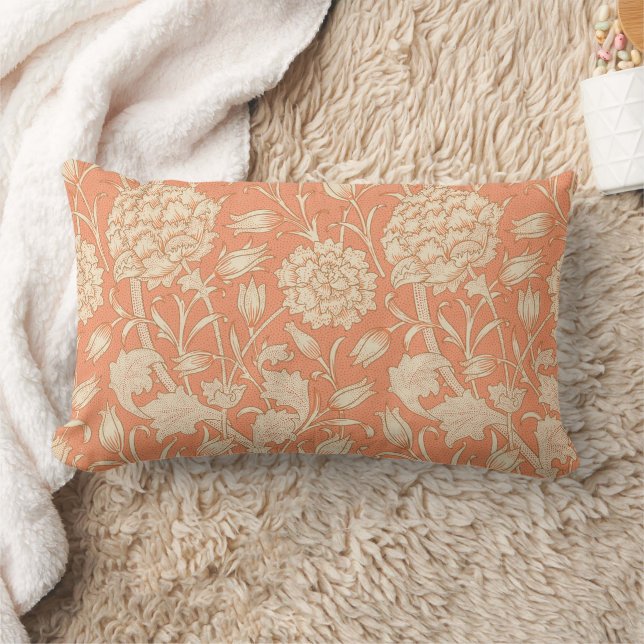 William Morris - Art Nouveau Wild Tulips - Peach Lumbar Cushion (Blanket)