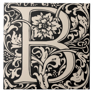 William Morris Arts and Crafts Monogram Letter B Tile