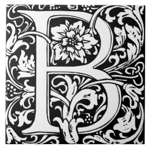 William Morris Arts and Crafts Monogram Letter B Tile