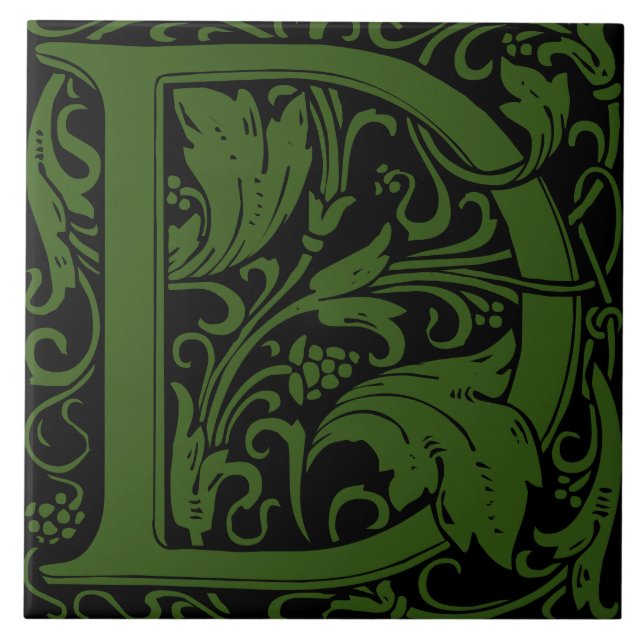 William Morris Arts and Crafts Monogram Letter D Tile (Front)