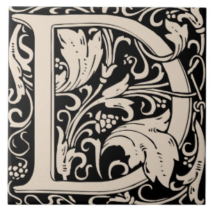 William Morris Arts and Crafts Monogram Letter D Tile