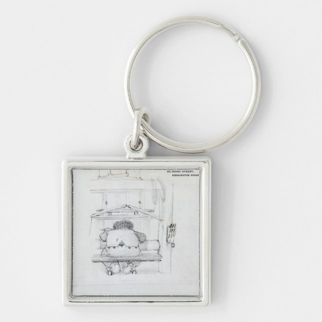 William Morris at his loom, caricature Key Ring (Front)