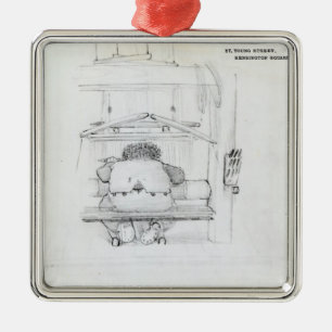 William Morris at his loom, caricature Metal Tree Decoration