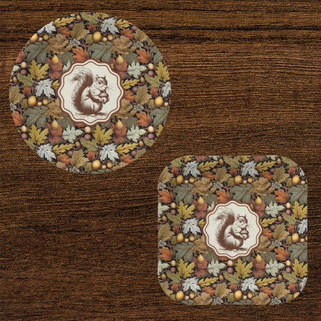 William Morris Autumn Leaves Squirrel  Paper Plate (Paper plates are handy for a big crowd!)
