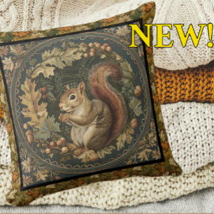 William Morris Autumn Squirrel Fall Leaves Cushion