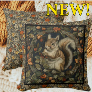 William Morris Autumn Squirrel Fall Leaves Cushion