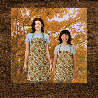 William Morris Autumn Sunflowers Birds Autumn Apron
