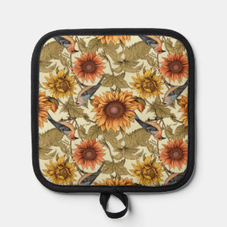 William Morris Autumn Sunflowers Birds Autumn Pot Holder