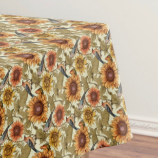 William Morris Autumn Sunflowers Birds Autumn Tablecloth