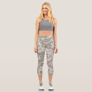 William Morris Bachelor's Button antique damask Capri Leggings