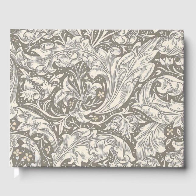 William Morris Bachelor's Button antique damask Guest Book (Front)