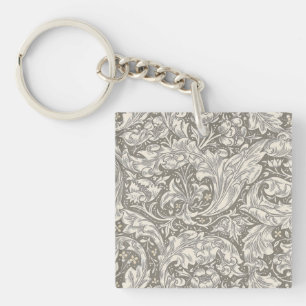 William Morris Bachelor's Button antique damask Key Ring