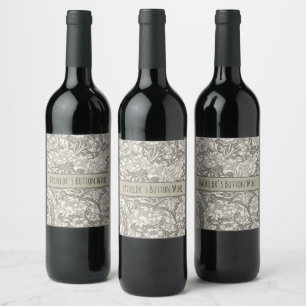 William Morris Bachelor's Button antique damask Wine Label