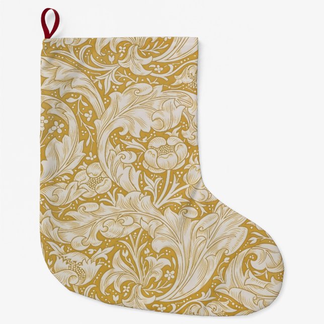 William Morris Bachelor's Button Flower Classic Large Christmas Stocking (Front)