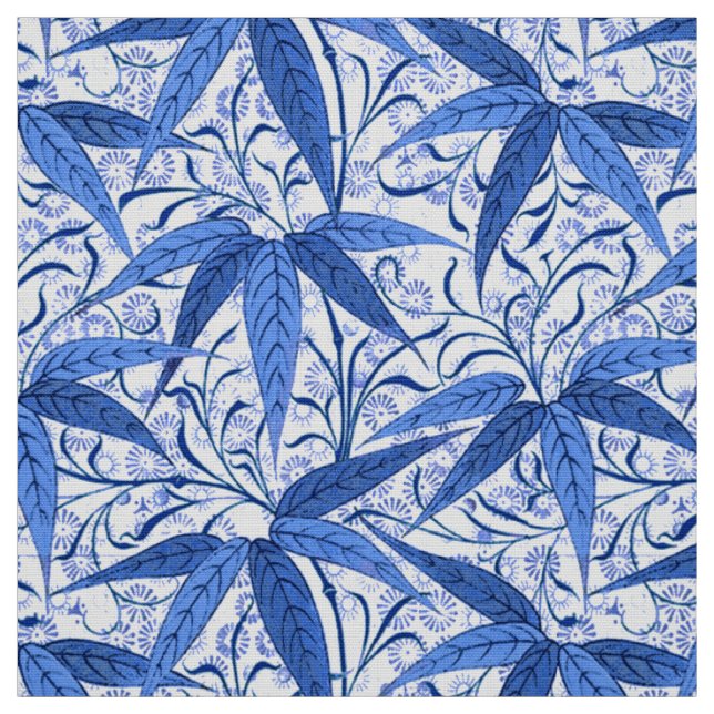 William Morris Bamboo Print, Cobalt Blue & White Fabric (Swatch)