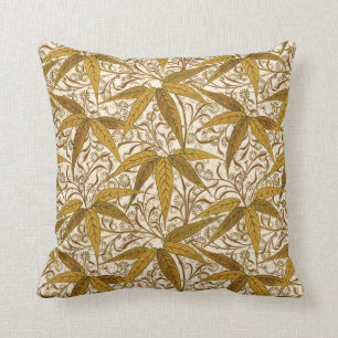William Morris Bamboo Print, Gold and Cream Cushion