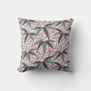 William Morris Bamboo Print, Grey and White Cushion