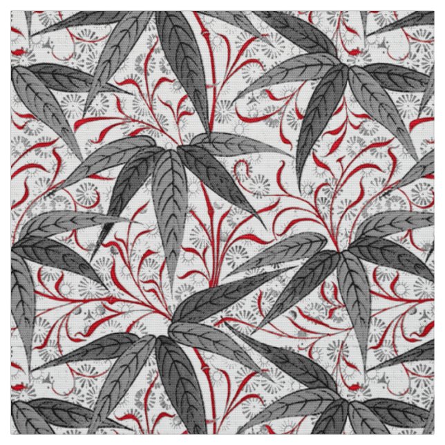 William Morris Bamboo Print, Grey and White Fabric (Swatch)