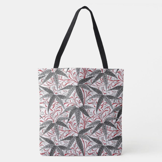William Morris Bamboo Print, Grey and White Tote Bag (Front)