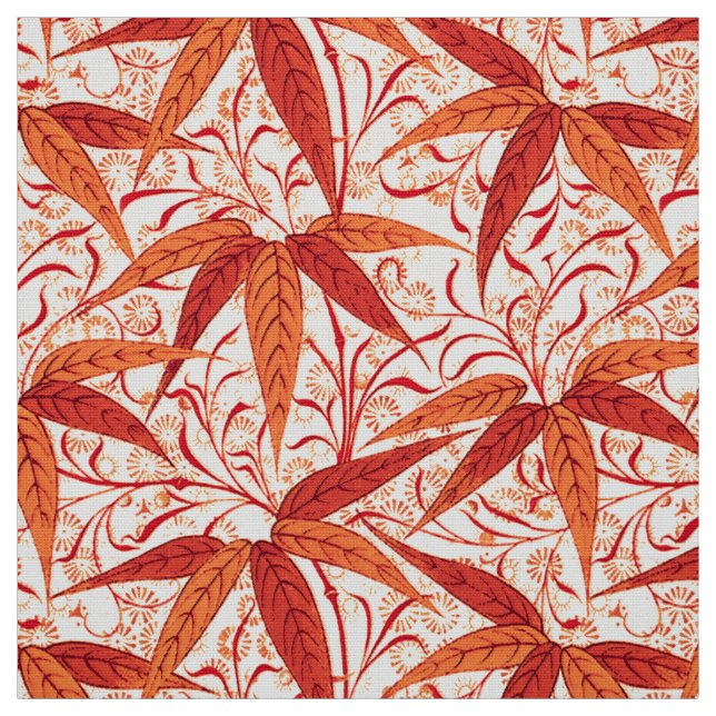 William Morris Bamboo Print, Mandarin Orange Fabric (Swatch)