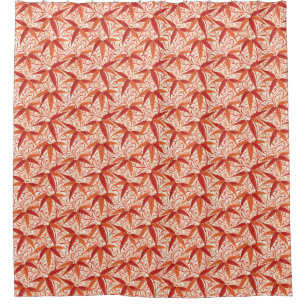 William Morris Bamboo Print, Mandarin Orange Shower Curtain