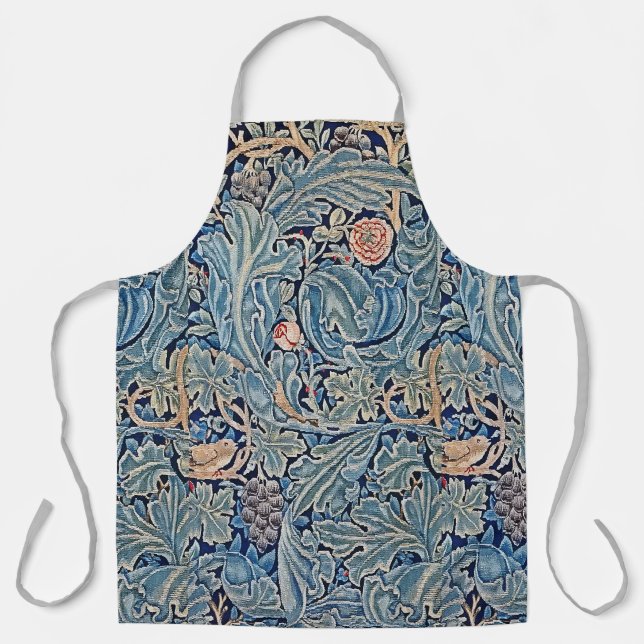 William Morris Beautiful Floral Pattern Blue Pink  Apron (Front)
