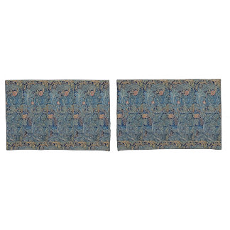 William Morris Beautiful Floral Pattern Blue Pink  Pillowcase