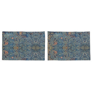 William Morris Beautiful Floral Pattern Blue Pink  Pillowcase