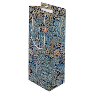 William Morris Beautiful Floral Pattern Blue Pink Wine Gift Bag